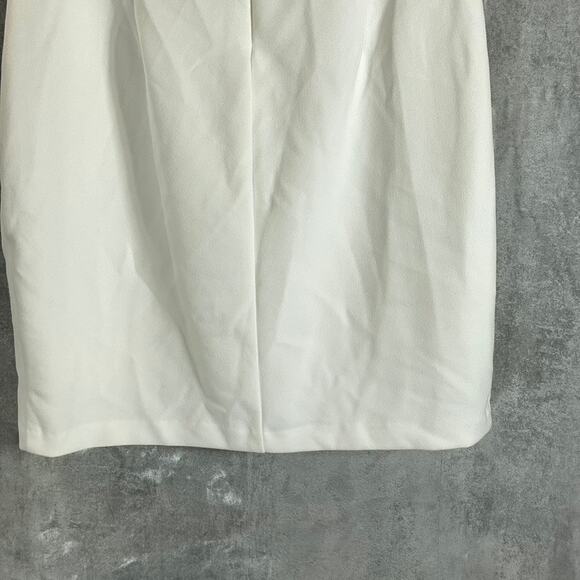AQUA FORMAL Women's White One-Shoulder Scuba Crepe Bodycon Mini Dress SZ 8 - Picture 6 of 11